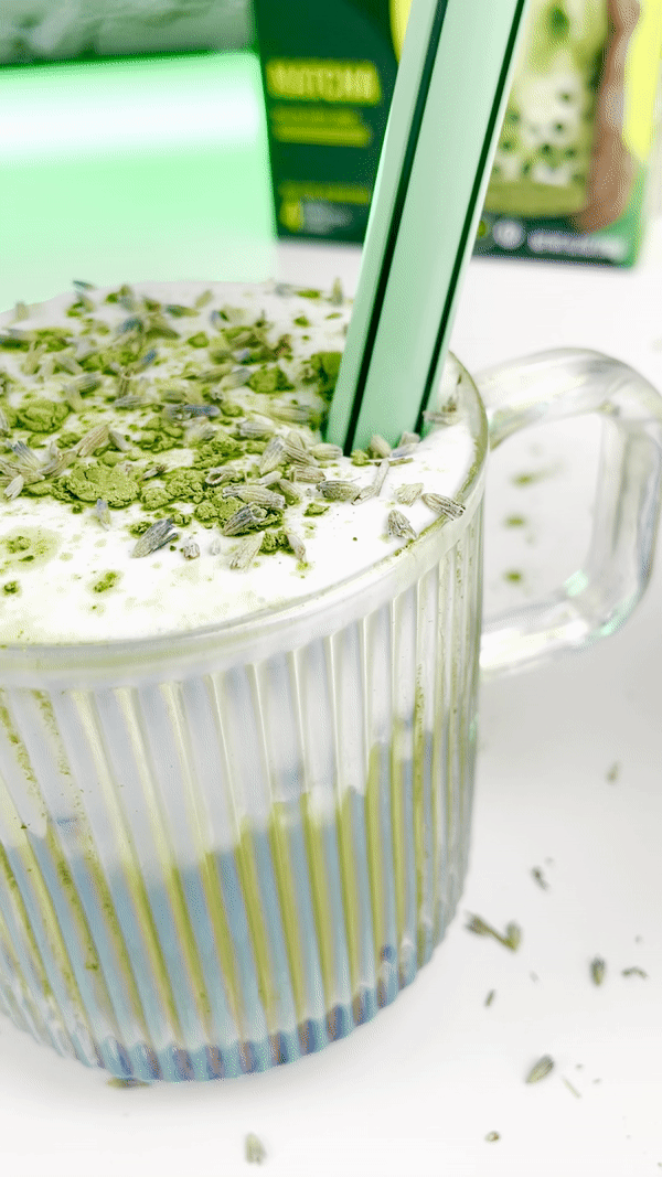 Matcha Boba Latte with Lavender Cold Foam