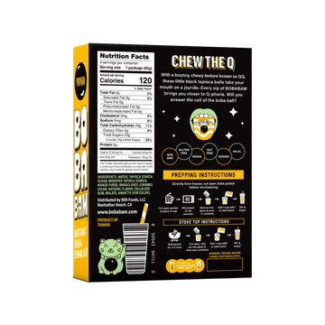 The back of a BOBABAM Mango Instant Boba Drink Kit package